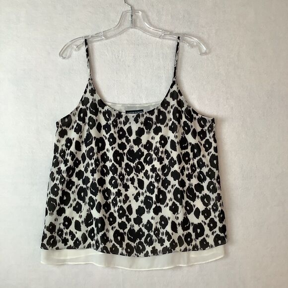 Cynthia‎ Rowley Camisole Womens Medium Black White Double Layer Spaghetti Straps - Picture 1 of 10